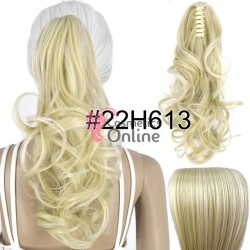 Extensie de par coada ondulata cu cleste 45 cm Cod CP22222H613 Blond White Mixt